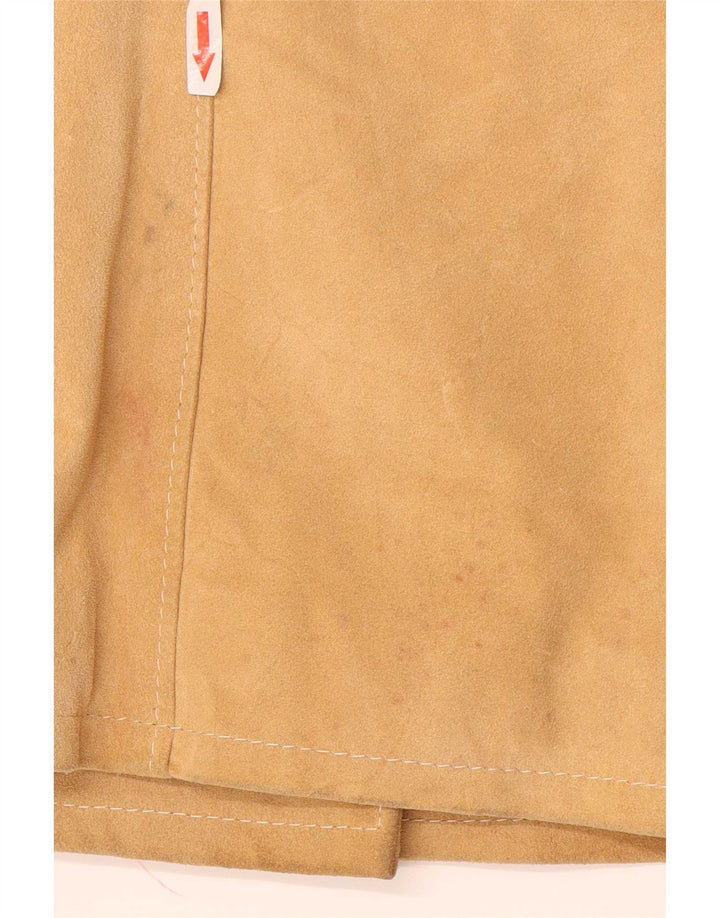 Dario Brizzi Chaqueta de ante de doble botonadura para mujer UK 10 Small Beige Leather