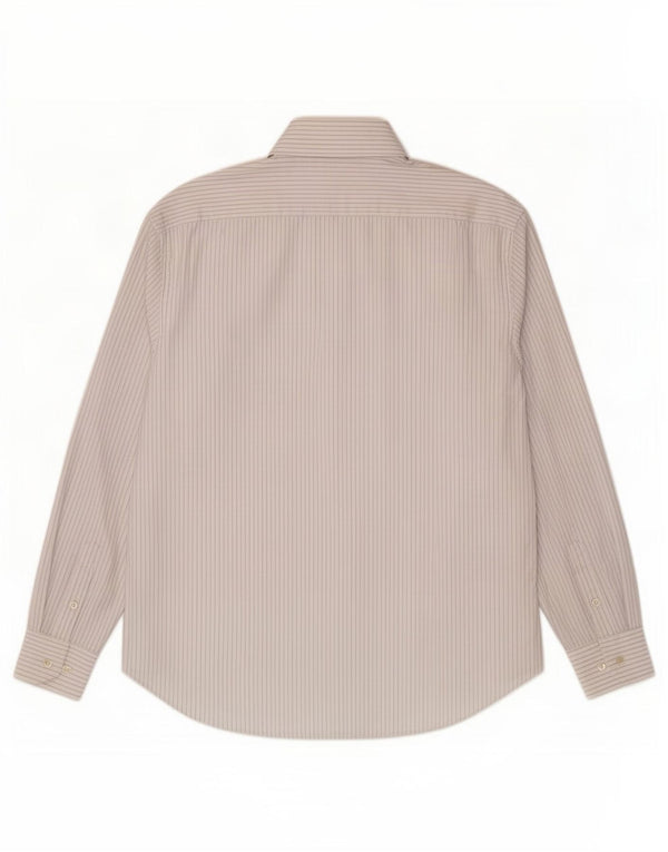 Camisa Massimo Dutti Hombre Talla 44 17 1/2 XL Blanca Raya diplomática