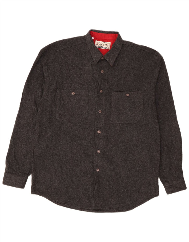 Vintage hombres franela camisa grande algodón negro
