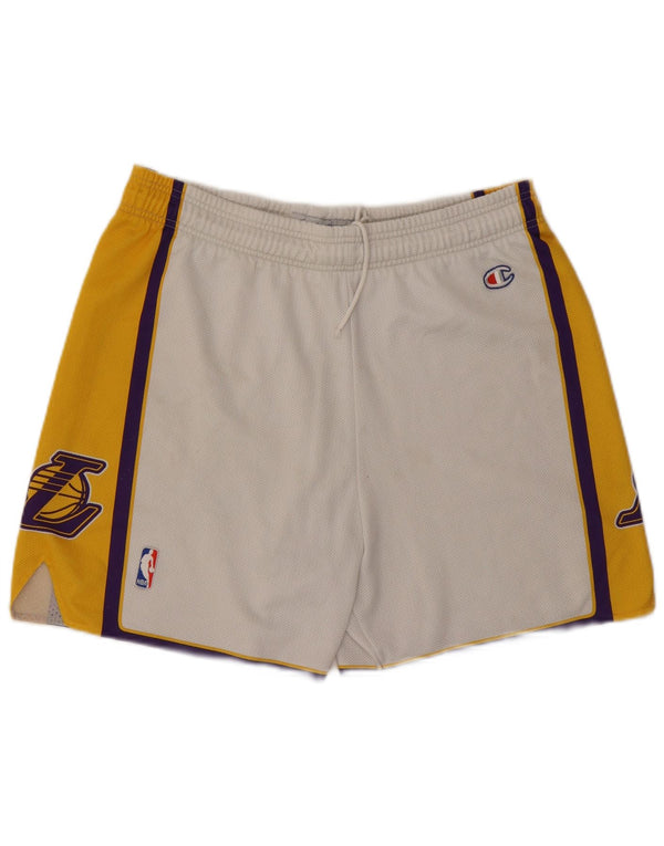 Champion Los Angeles Lakers Shorts deportivos para hombre Bloque de color blanco grande