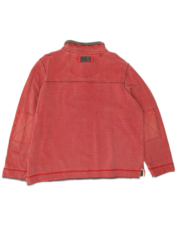 Sudadera con capucha y cuello con cremallera para hombre Fat Face Jersey XL Rojo Algodón