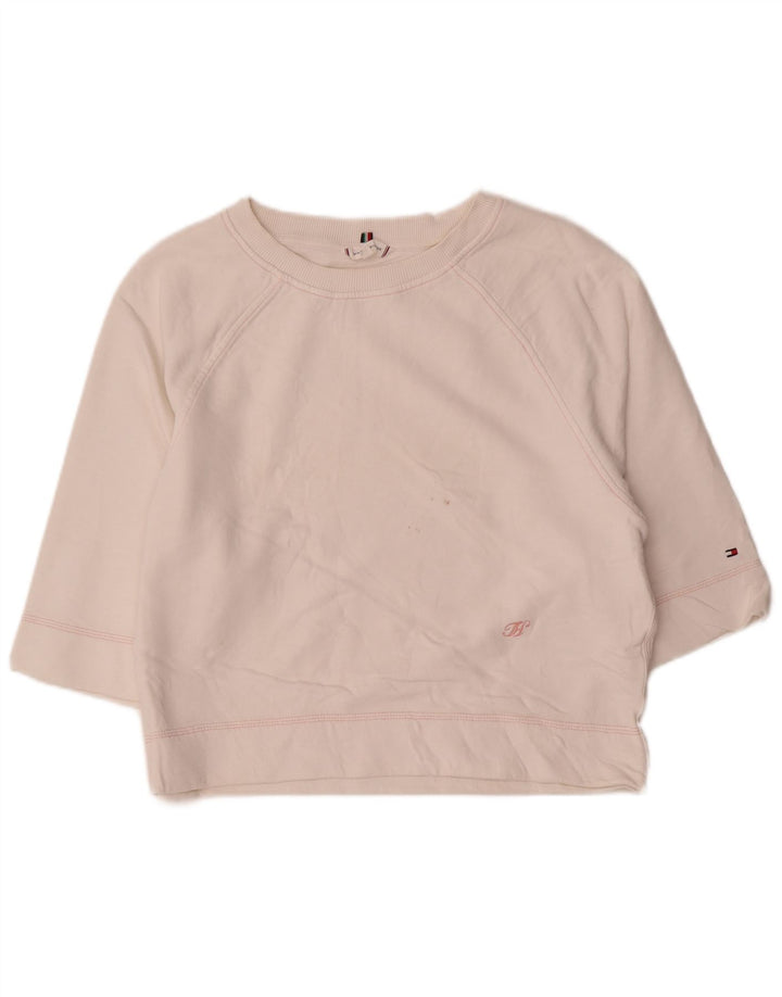 Tommy Hilfiger Sudadera de manga 3/4 para mujer, talla 40, talla mediana, color blanco