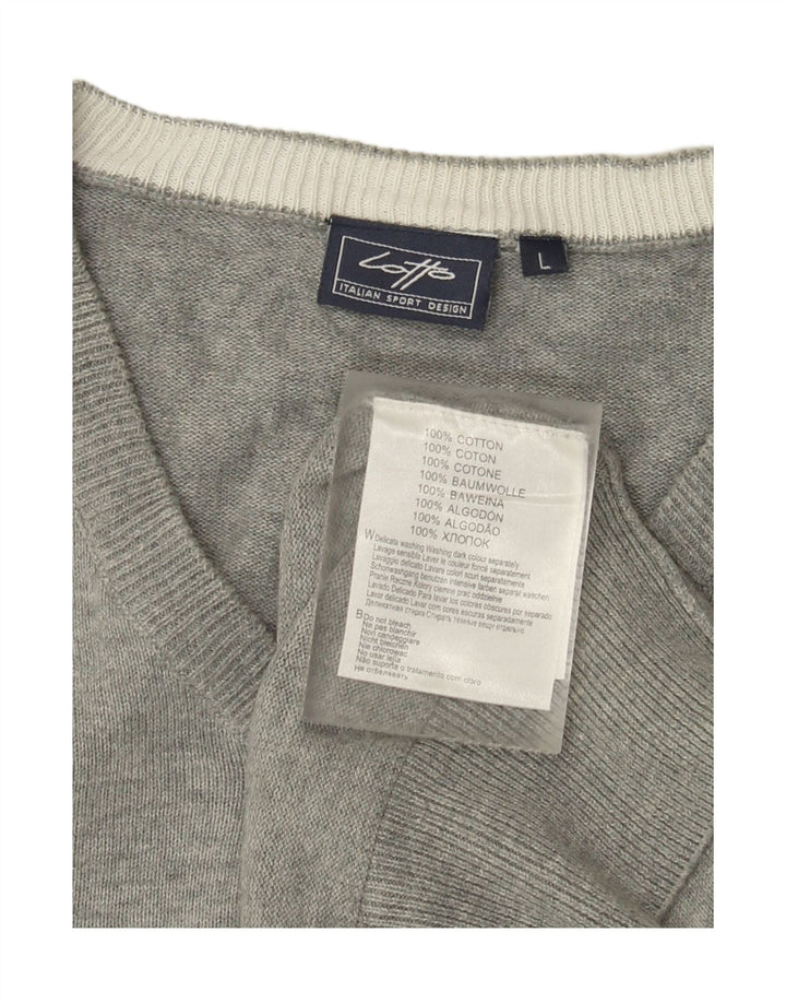 Lotto Jersey con cuello en V para hombre, talla grande, algodón gris