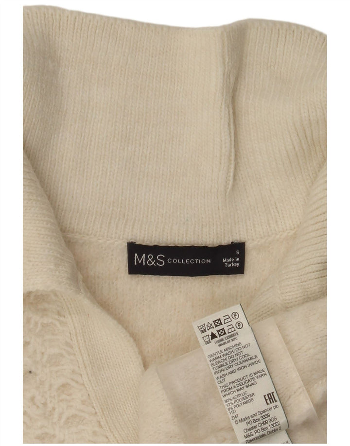 Marks & Spencer Suéter tipo jersey de gran tamaño con cuello tipo polo para mujer UK 10 Small White
