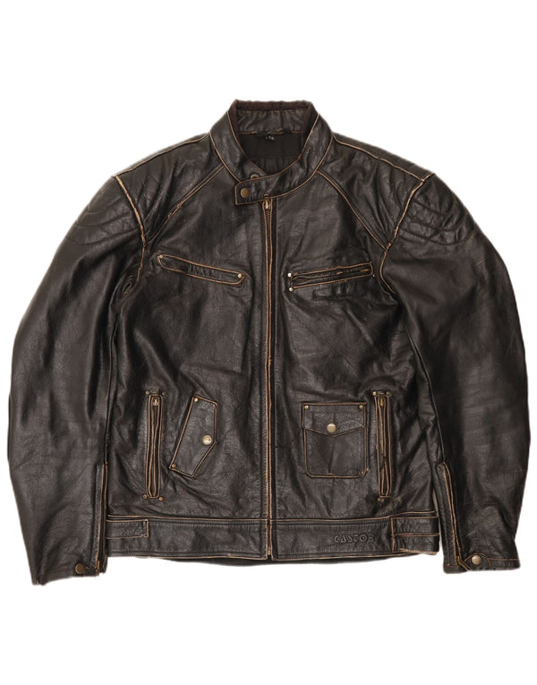 Vintage Mens Leather Racer Jacket EU 52 XL Black Leather