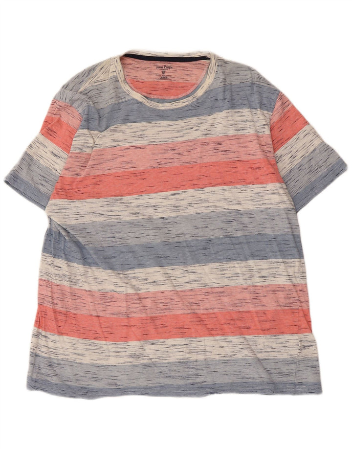 James Pringle - Camiseta para hombre, talla grande, algodón a rayas multicolor