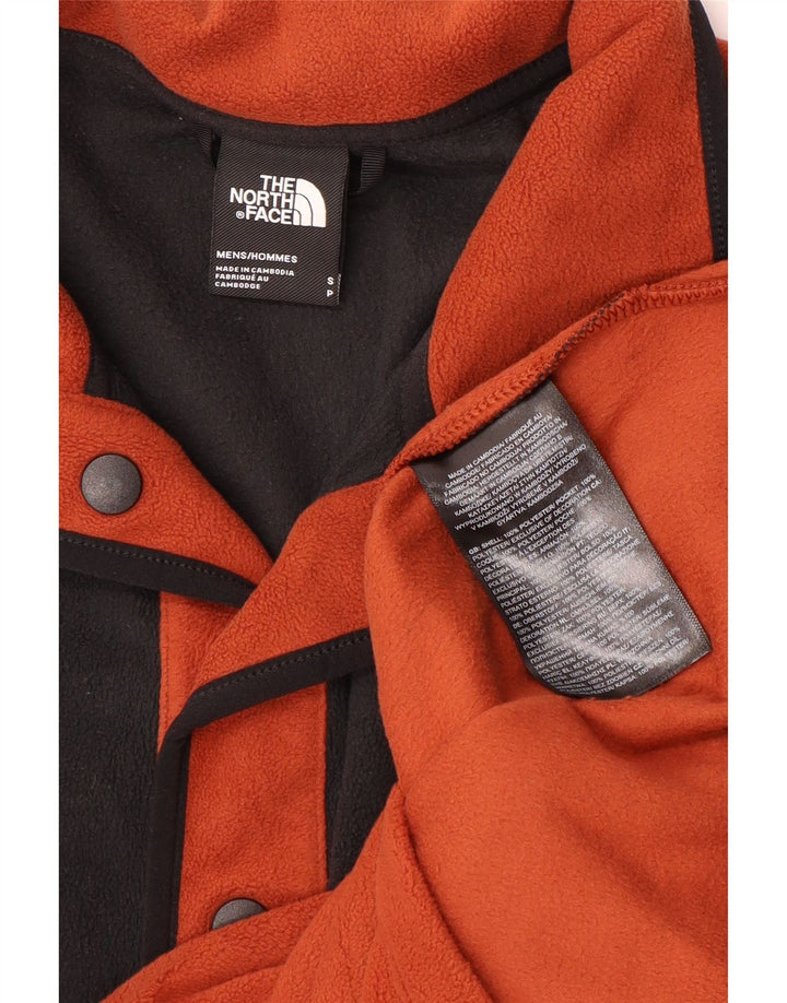 The North Face Jersey de forro polar con cuello con botones para hombre, color naranja pequeño