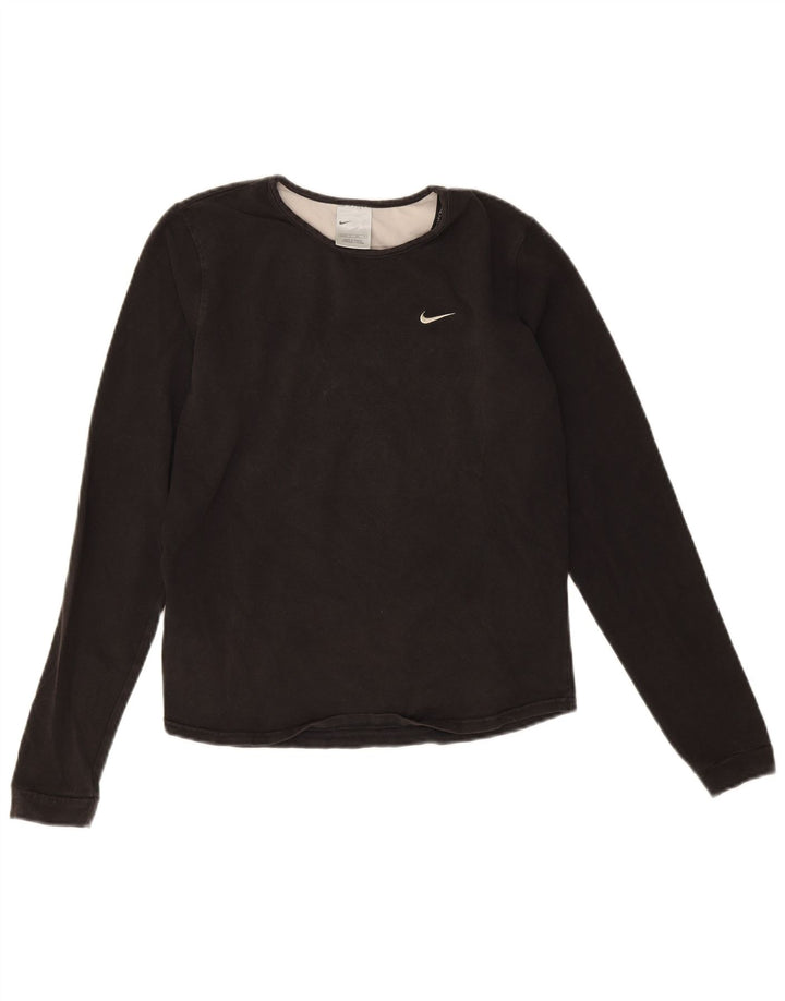 Nike - Camiseta de manga larga para mujer US 4/6 pequeña de algodón negro