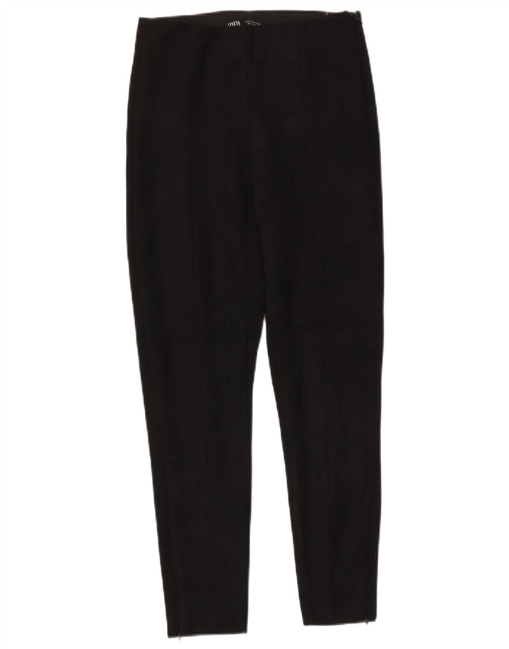Zara Mujer Pantalón Casual Slim Mediano W28 L27 Negro Poliéster