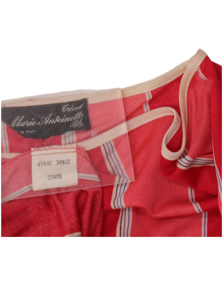 VINTAGE Mujer Batwing Blusa Top IT 44 Acrílico de rayas rojas medianas