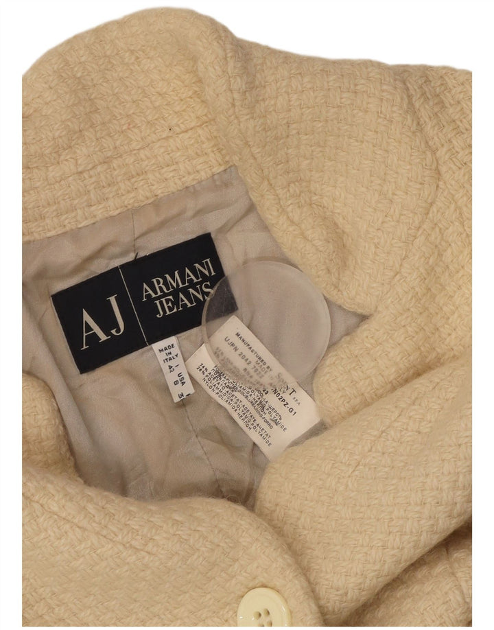 ARMANI JEANS Chaqueta tipo blazer corta de 3 botones para mujer Reino Unido 12 Lana beige mediana