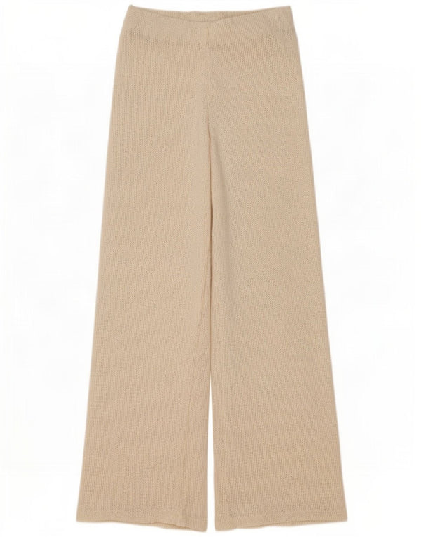Zara Mujer Pantalones Casuales De Punto UK 8 Small W26 L28 Poliéster Beige