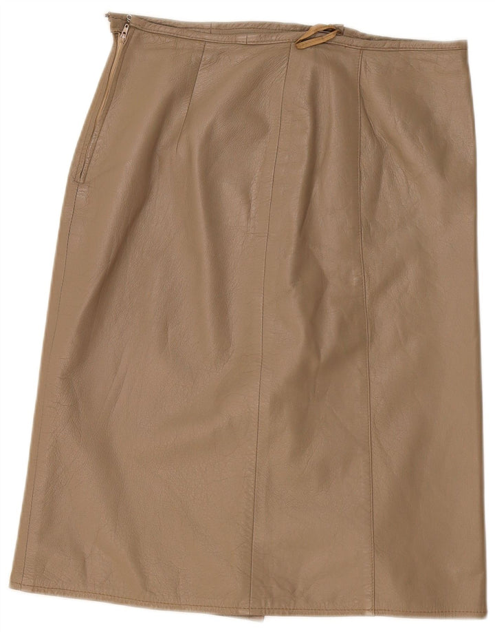 Vintage Mujer Falda Midi W34 Grande Beige