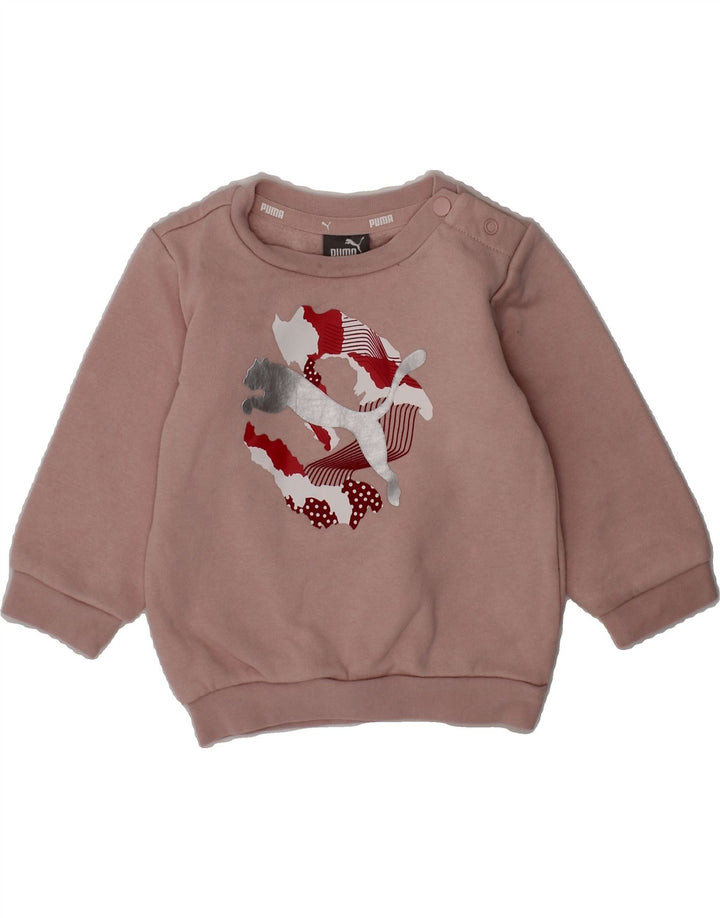 PUMA Baby Girls Graphic Sweatshirt Jumper 3-6 Months Pink Cotton Vintage Puma and Second-Hand Puma from Messina Hembry 