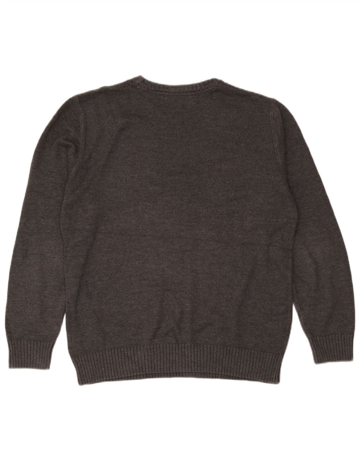 Crew Clothing Jersey de cuello para hombre Jersey de algodón gris medio