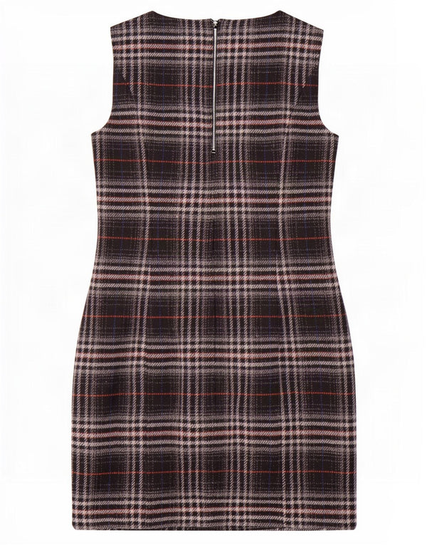 Marks & Spencer Vestido recto sin mangas para mujer UK 42 Mdium Black Plaid