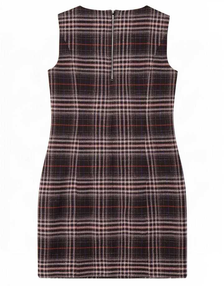 Marks & Spencer Vestido recto sin mangas para mujer UK 42 Mdium Black Plaid