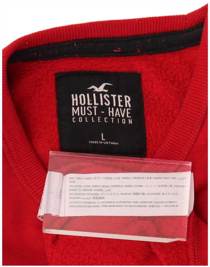 HOLLISTER Sudadera gráfica para hombre Jumper Large Red Cotton