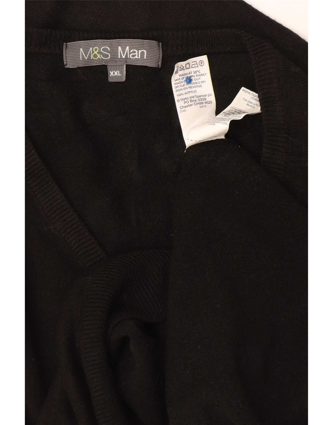 Marks & Spencer Suéter con Cuello en V para Hombre 2XL Acrílico Negro