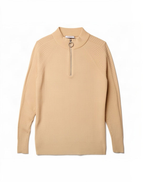 Marks & Spencer Suéter extragrande con cuello y cremallera para mujer UK 10 Small Beige