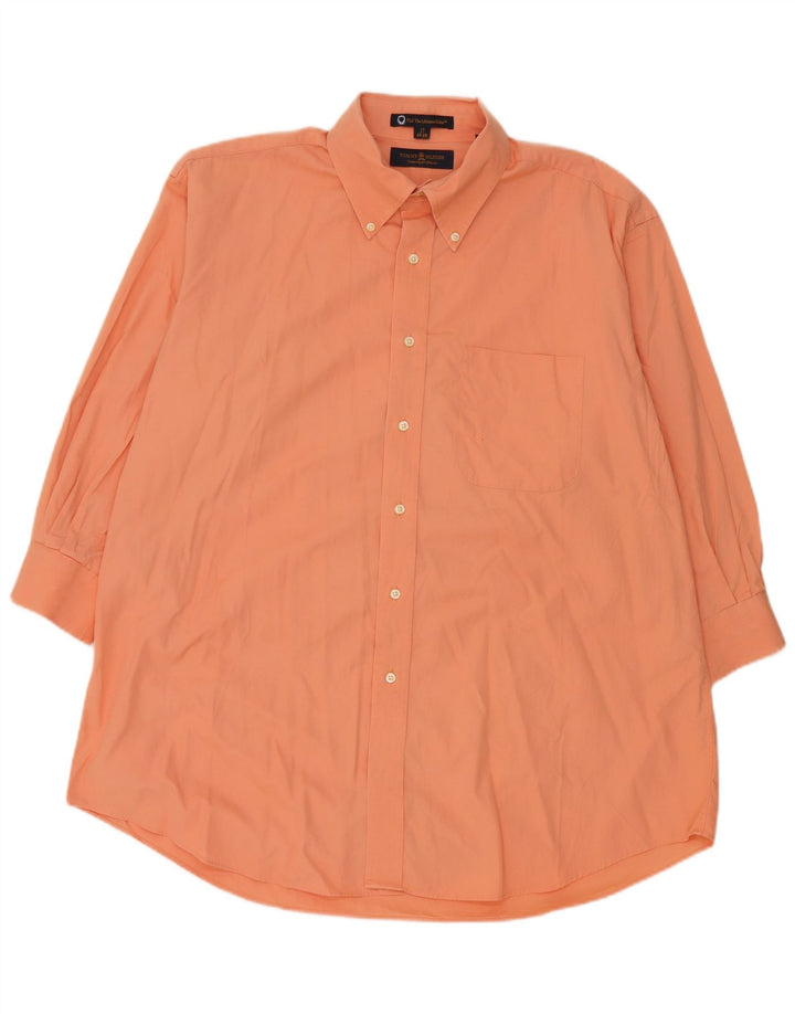 Tommy Hilfiger Camisa alta para hombre Talla 17 XL Naranja