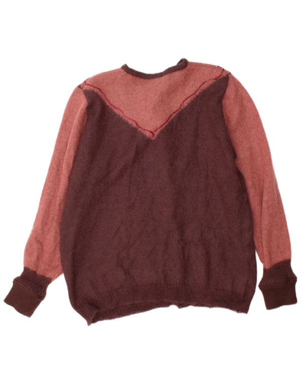 Vintage mujer Cardigan suéter Reino Unido 18 XL granate colorblock