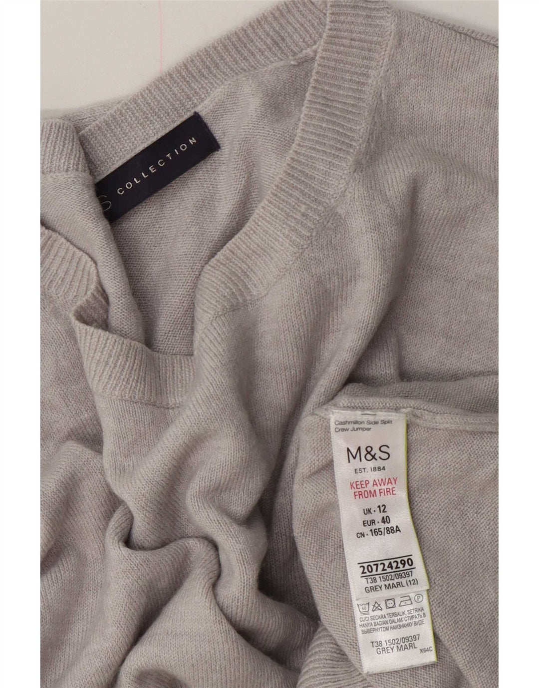 Marks & Spencer - Jersey de cuello redondo para mujer, talla 40, color gris medio