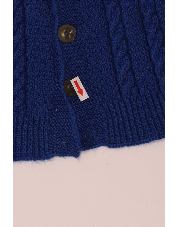 Vintage hombres Cardigan suéter azul medio
