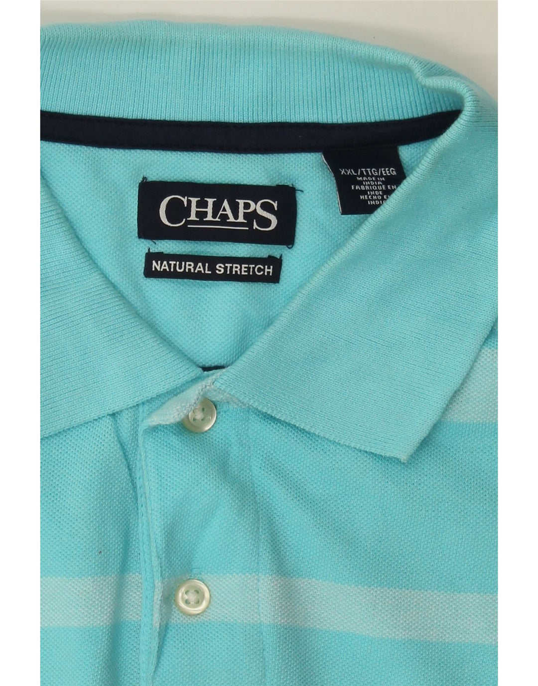CHAPS Mens Polo Shirt 2XL Blue Striped Cotton Vintage Chaps and Second-Hand Chaps from Messina Hembry 