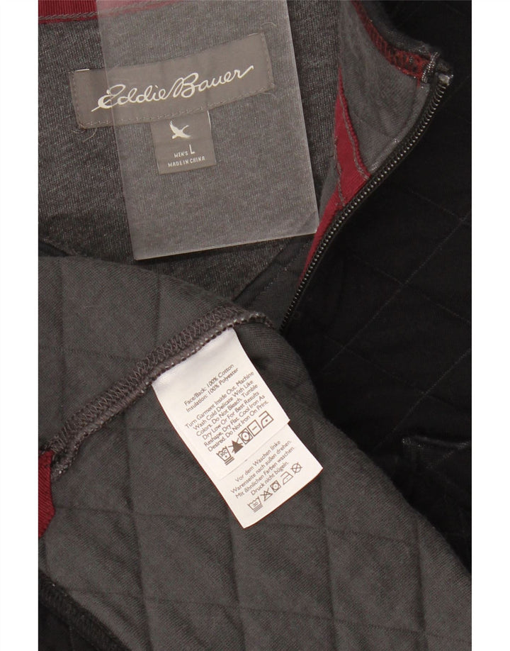 Eddie Bauer - Sudadera con cuello y cremallera para hombre, talla grande, algodón negro