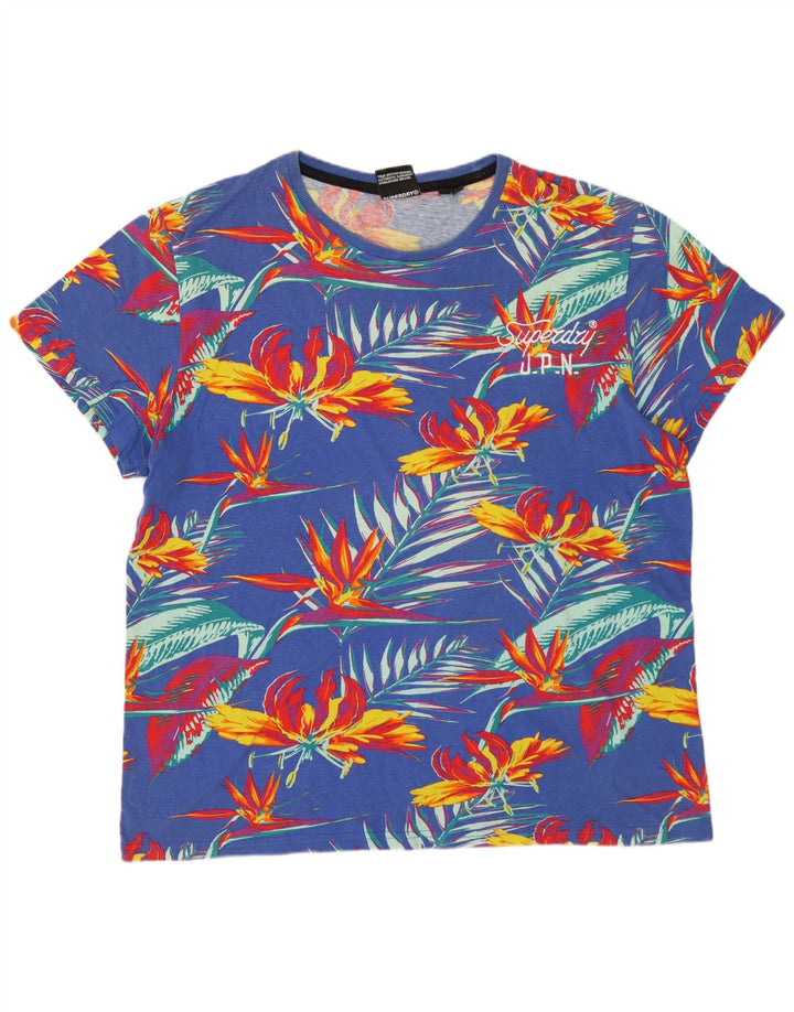 SUPERDRY Camiseta gráfica para hombre Top 2XL Azul Floral