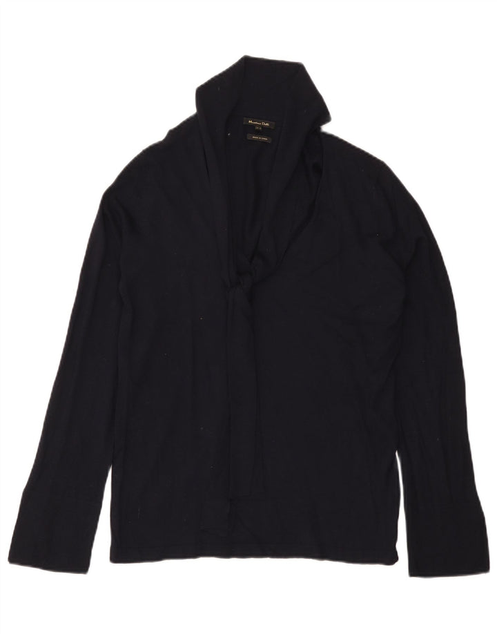 Massimo Dutti Jersey con Cuello Chal para Mujer UK 42 Medium Azul Marino