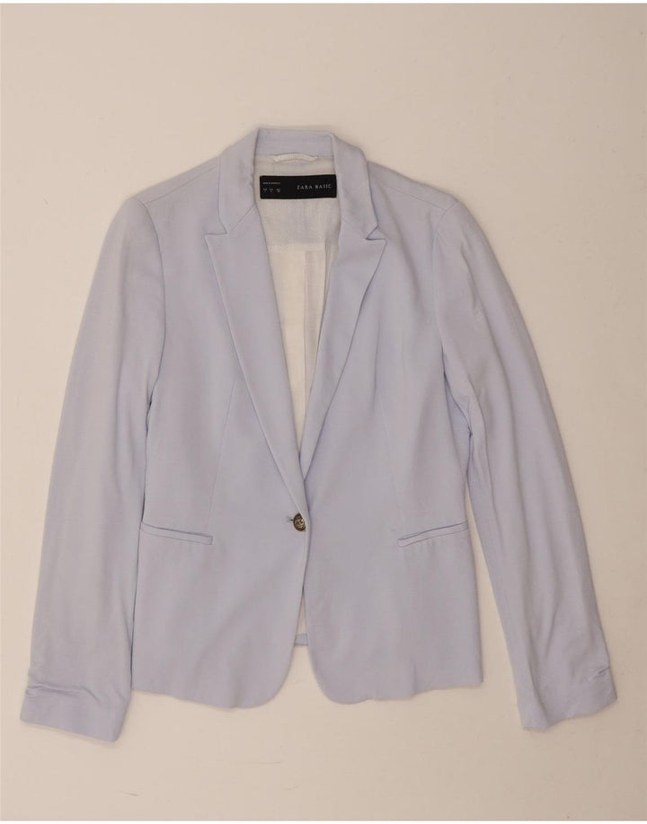 Zara Chaqueta Blazer De 1 Botón Para Mujer UK 44 Grande Viscosa Azul
