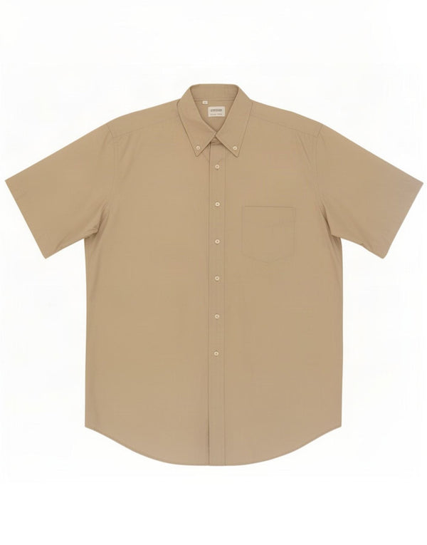 Camisa Manga Corta Benetton Hombre XL Algodón Beige