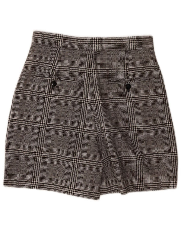Reiss Pantalones cortos chinos pegados para mujer UK 8 Small W26 Lana a cuadros gris
