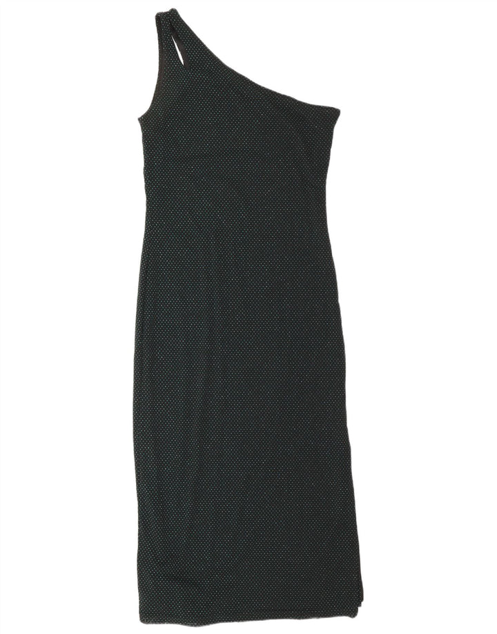 HENNES Vestido maxi de un hombro para mujer EU 42 Grande Negro manchado