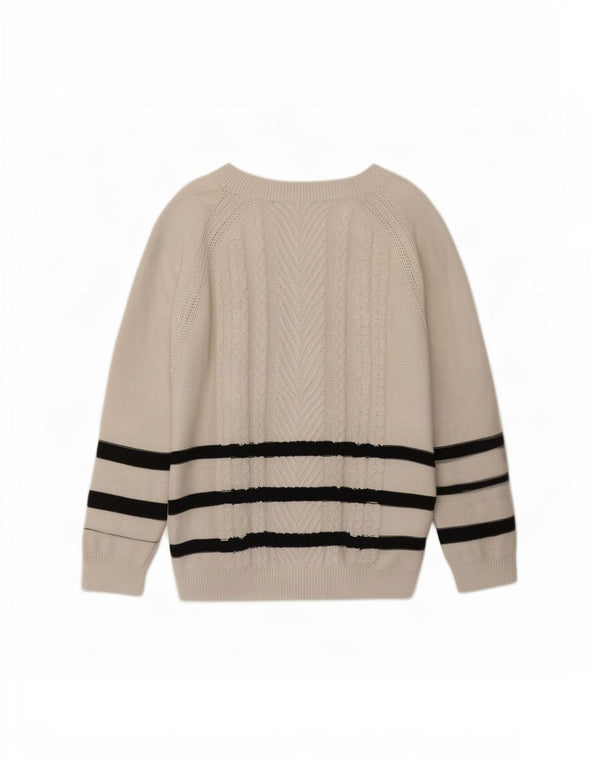 Crew Clothing - Jersey con cuello barco para mujer, talla 40, XL, algodón a rayas blancas
