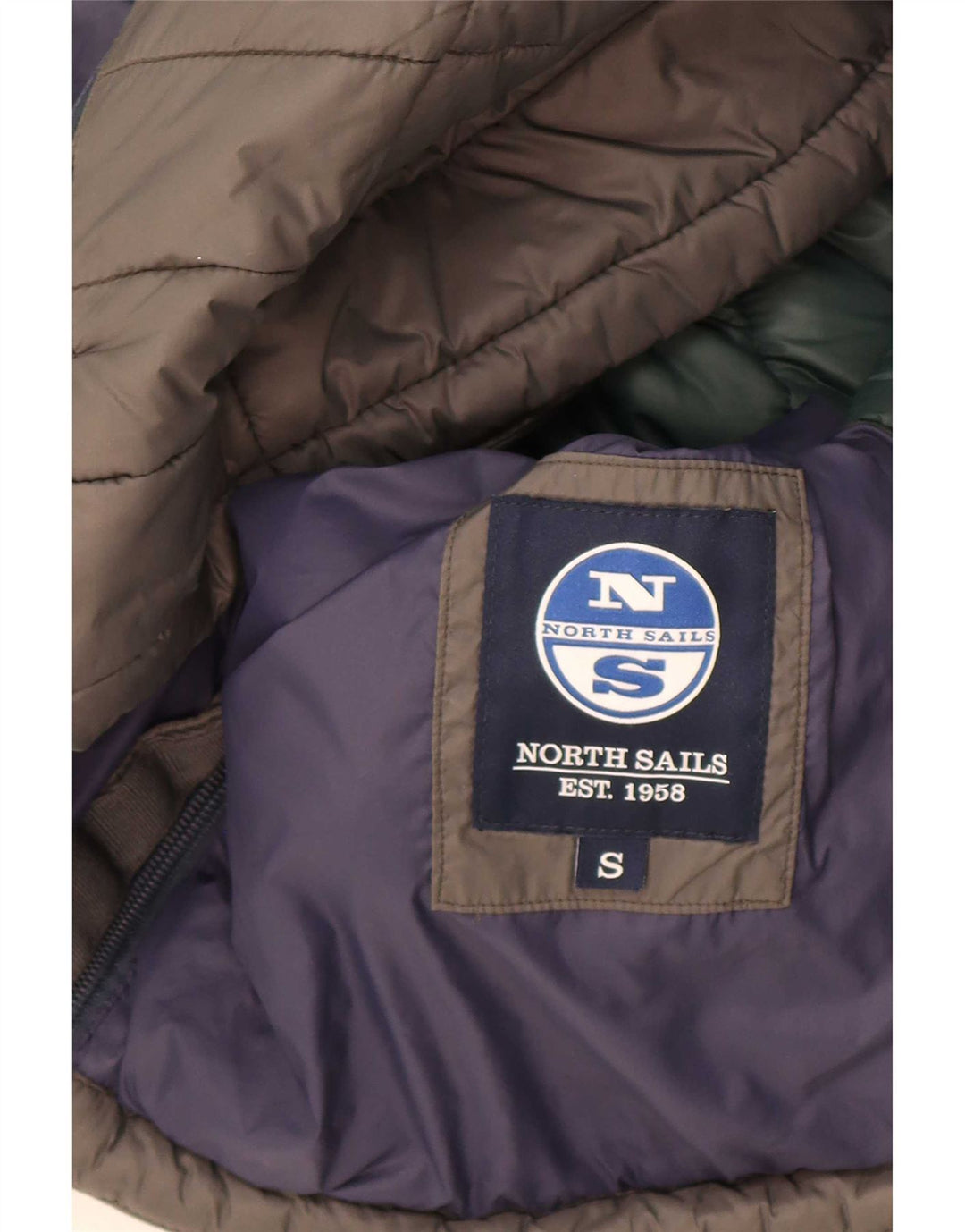 North Sails Chaqueta acolchada con capucha para hombre UK 36 Small Grey Nylon