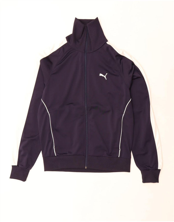 Puma Chaqueta superior de chándal para hombre Poliéster color block azul marino mediano
