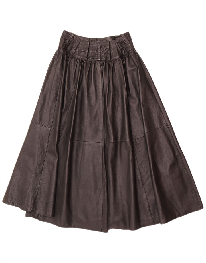 Avedon Falda acampanada de cuero de cintura alta para mujer W24 Small Black