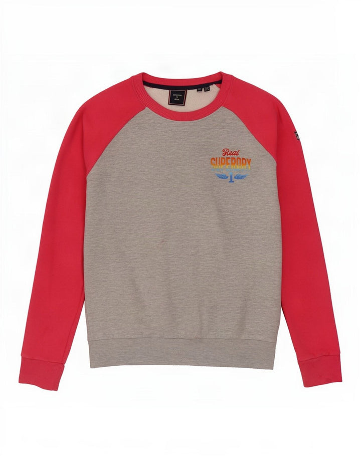 Superdry Sudadera extragrande para mujer, talla 40, color gris pequeño