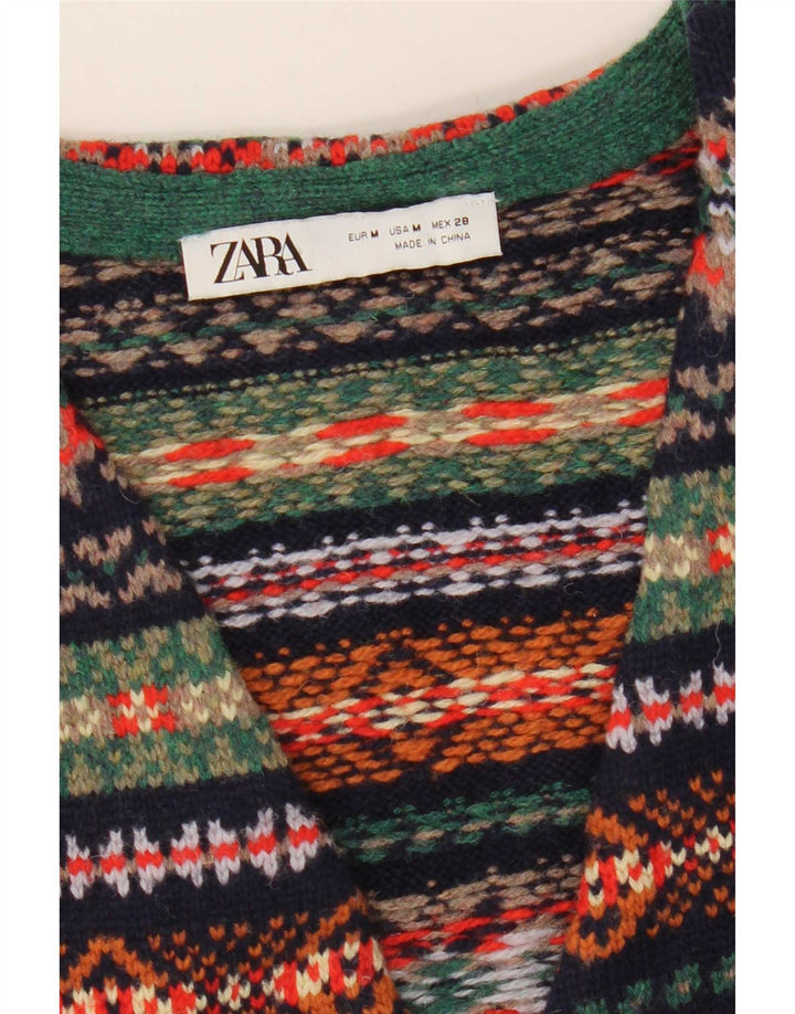 Zara Mujer Crop Chaleco UK 40 Mediano Lana Multicolor