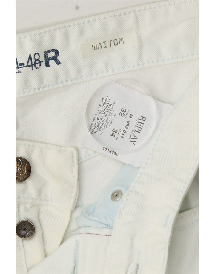 REPLAY Vaqueros rectos Waitom para hombre W32 L34 Algodón blanco