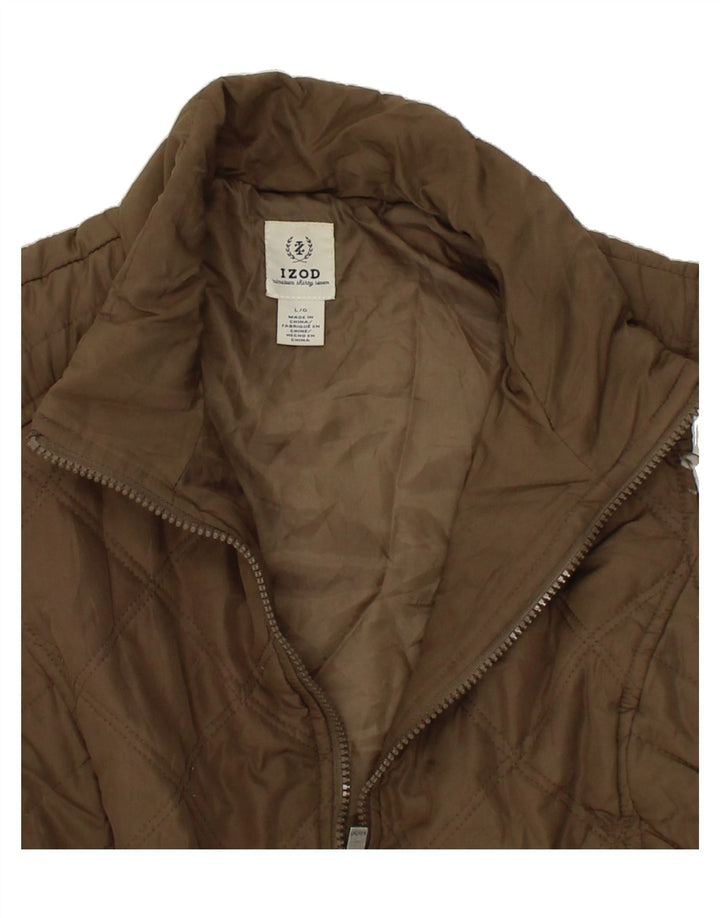 IZOD Womens Padded Gilet UK 16 Large Brown Polyester Vintage Izod and Second-Hand Izod from Messina Hembry 
