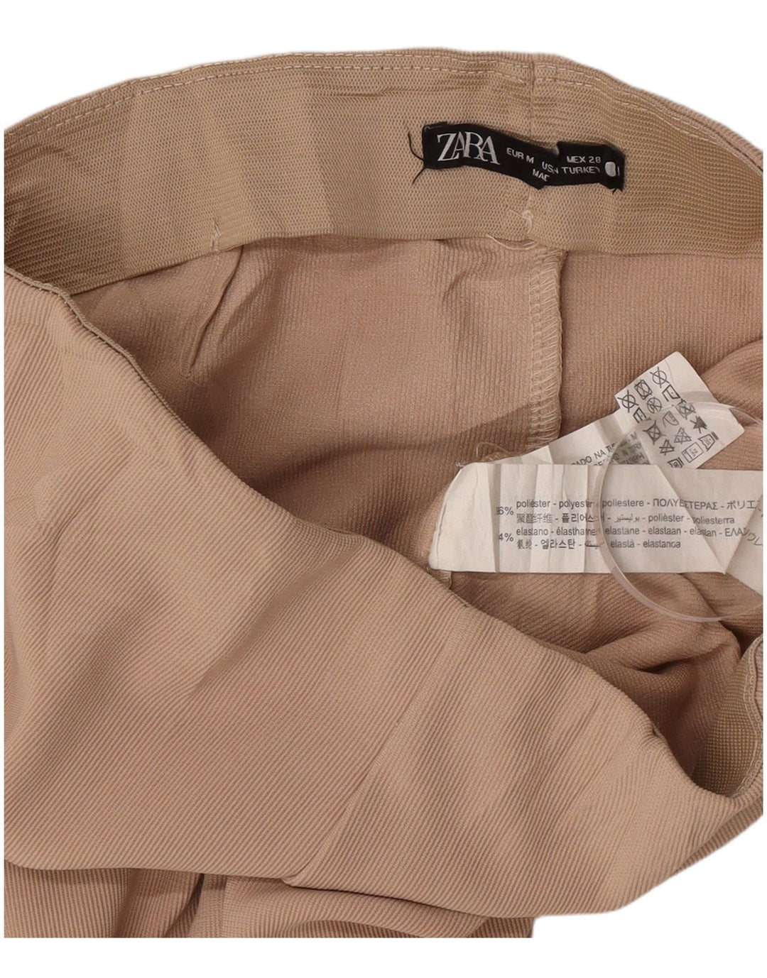 Zara Mujer Leggings Mediano W28 L30 Marrón Tela Rayas Poliéster