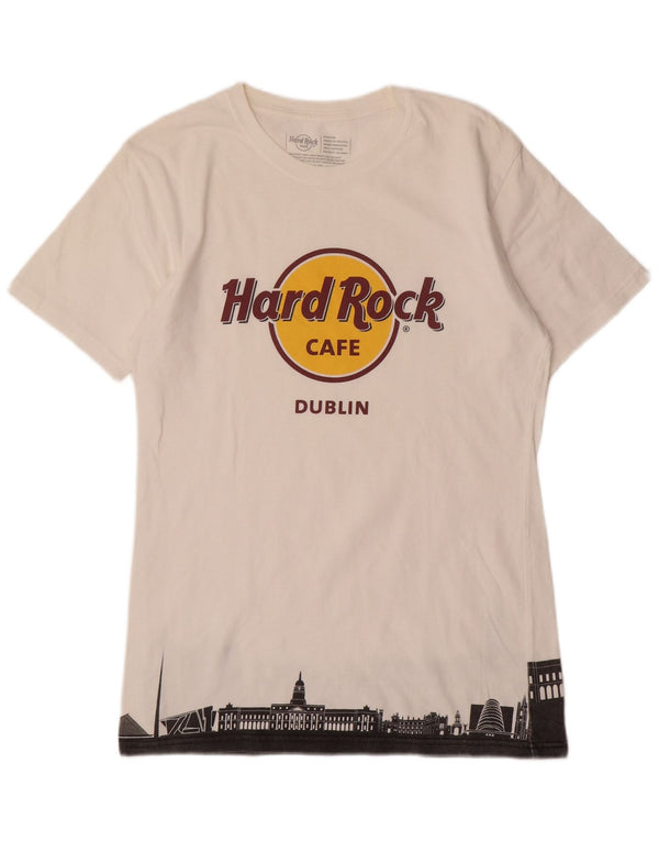 Hard Rock Cafe - Camiseta con gráfico de Dublín para hombre, algodón blanco mediano