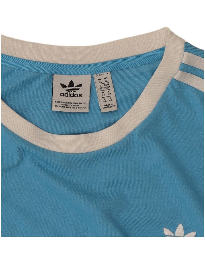 ADIDAS Womens T-Shirt Top UK 14 Medium Blue Polyester
