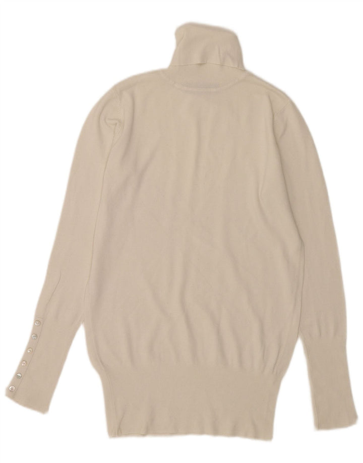 Zara - Jersey con cuello vuelto para mujer, talla 40, tamaño mediano, rayón blanco