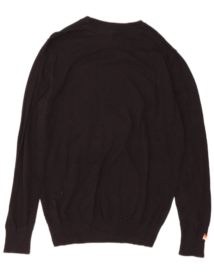 SUPERDRY Jersey de cuello redondo para hombre XL Algodón negro