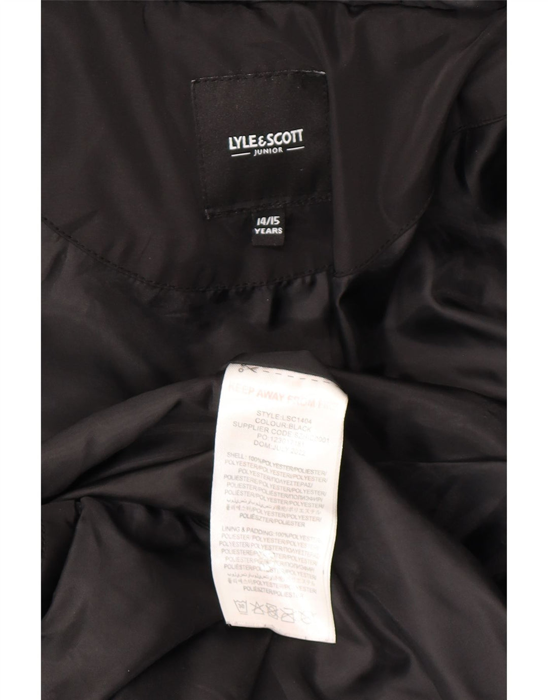 Lyle & Scott Chaqueta acolchada con capucha para niño 14-15 años Negro Poliéster